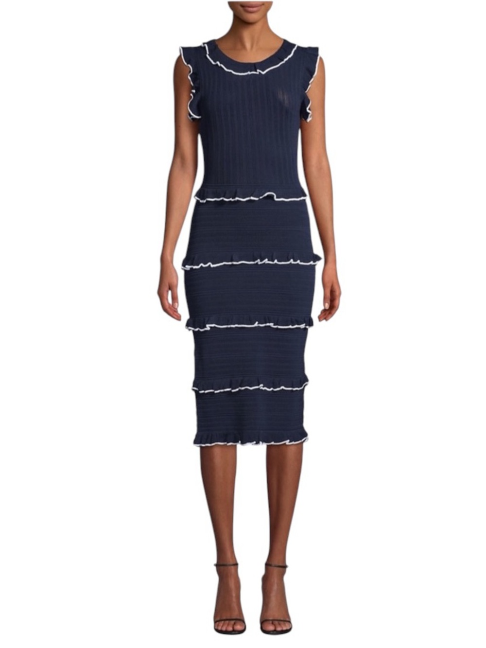 Alexia Admor NWOT Ruffle Stripe Crochet Knit Midi Dress size XL